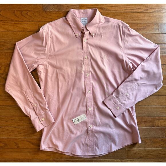 Brooks Brothers Regent Fit button up Medium Pink Mens NWT - Picture 1 of 12